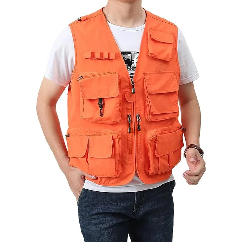 Herren Multi Taschen Cargo Weste Angeln Pullover Für Klettern Camping Wandern Sommer Weste Top