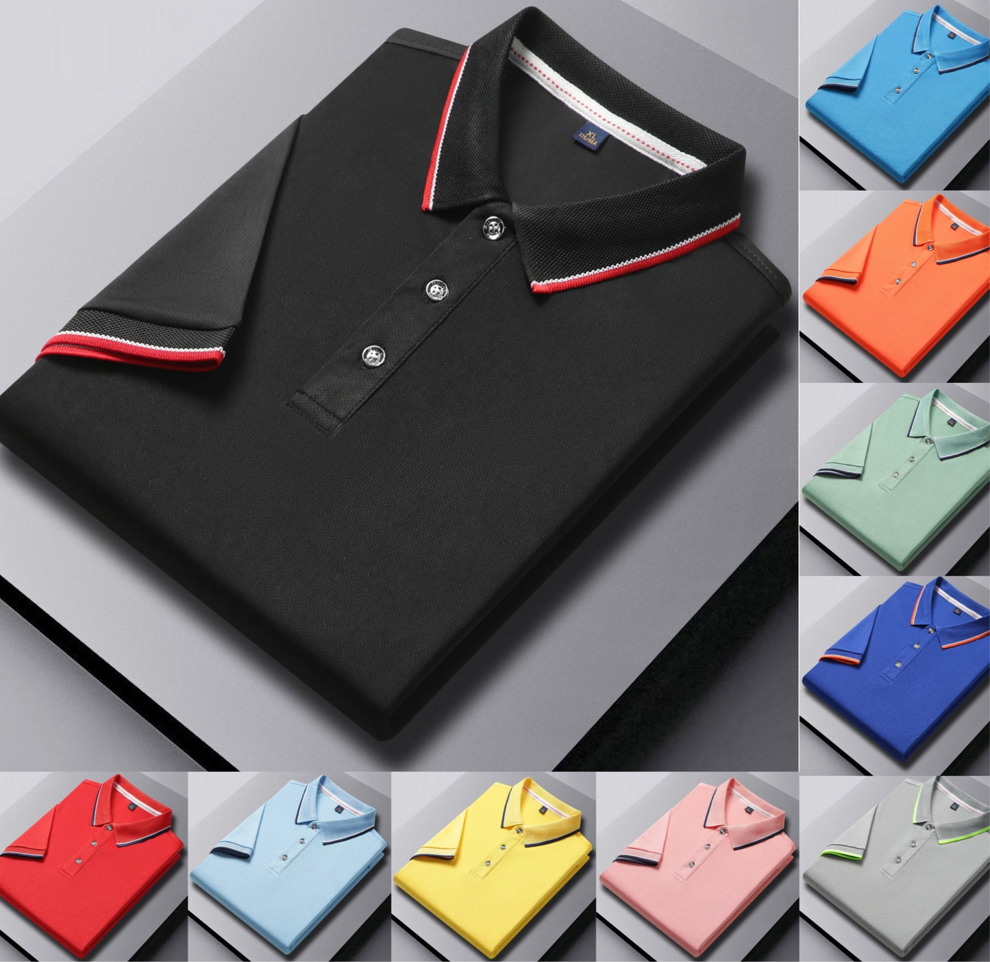 Herren-Golf-Poloshirt mit kurzen Ärmeln und Revers, schnelltrocknend und mit gesticktem Design | SG2316