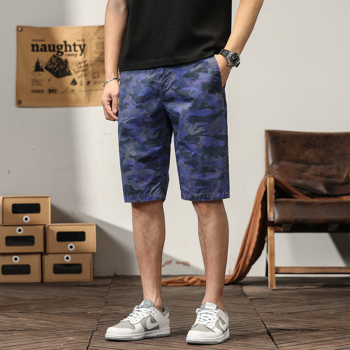 Herrentrends High Design Sommerstil Loose Fit Camouflage Cargo Shorts | G3526