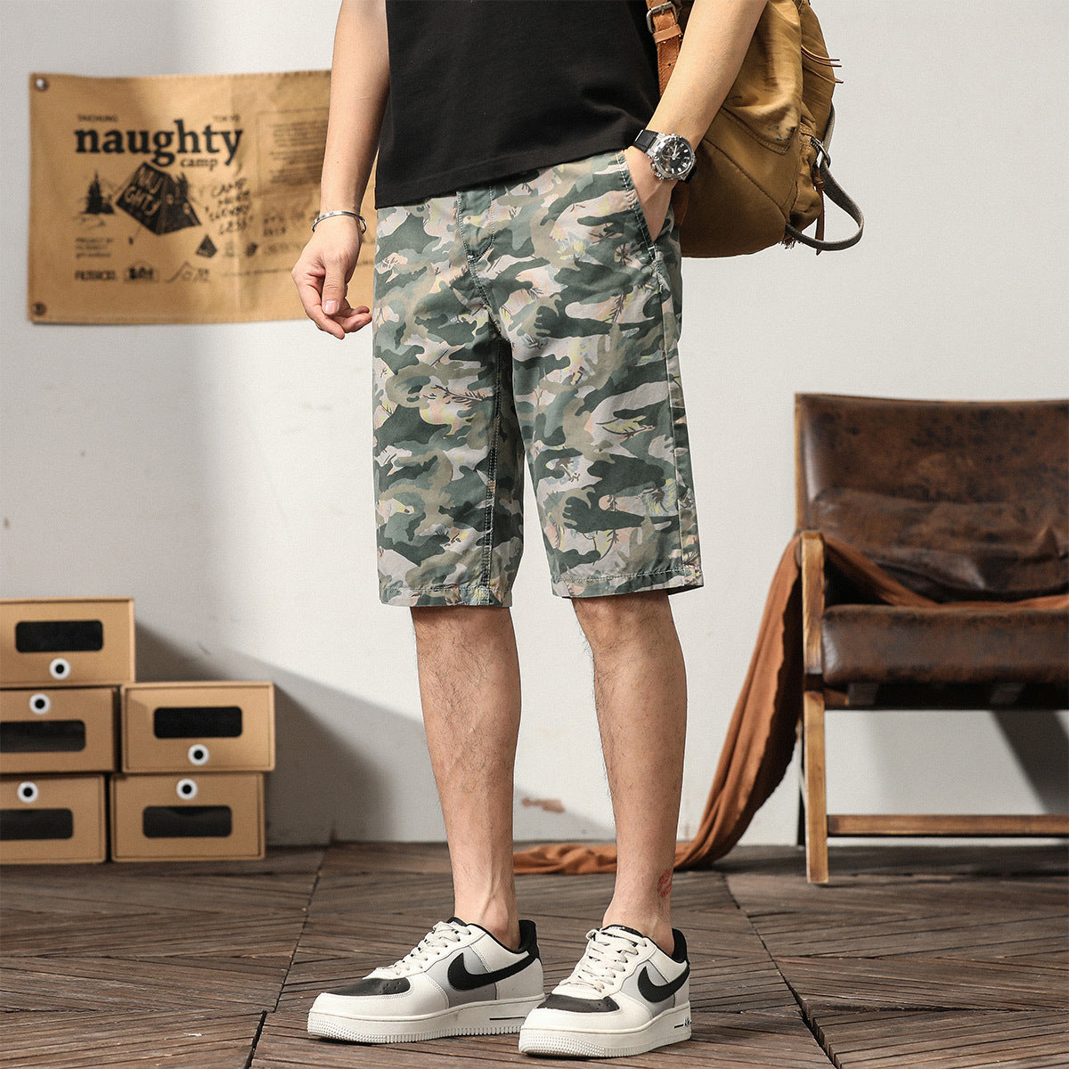 Herrentrends High Design Sommerstil Loose Fit Camouflage Cargo Shorts | G3526