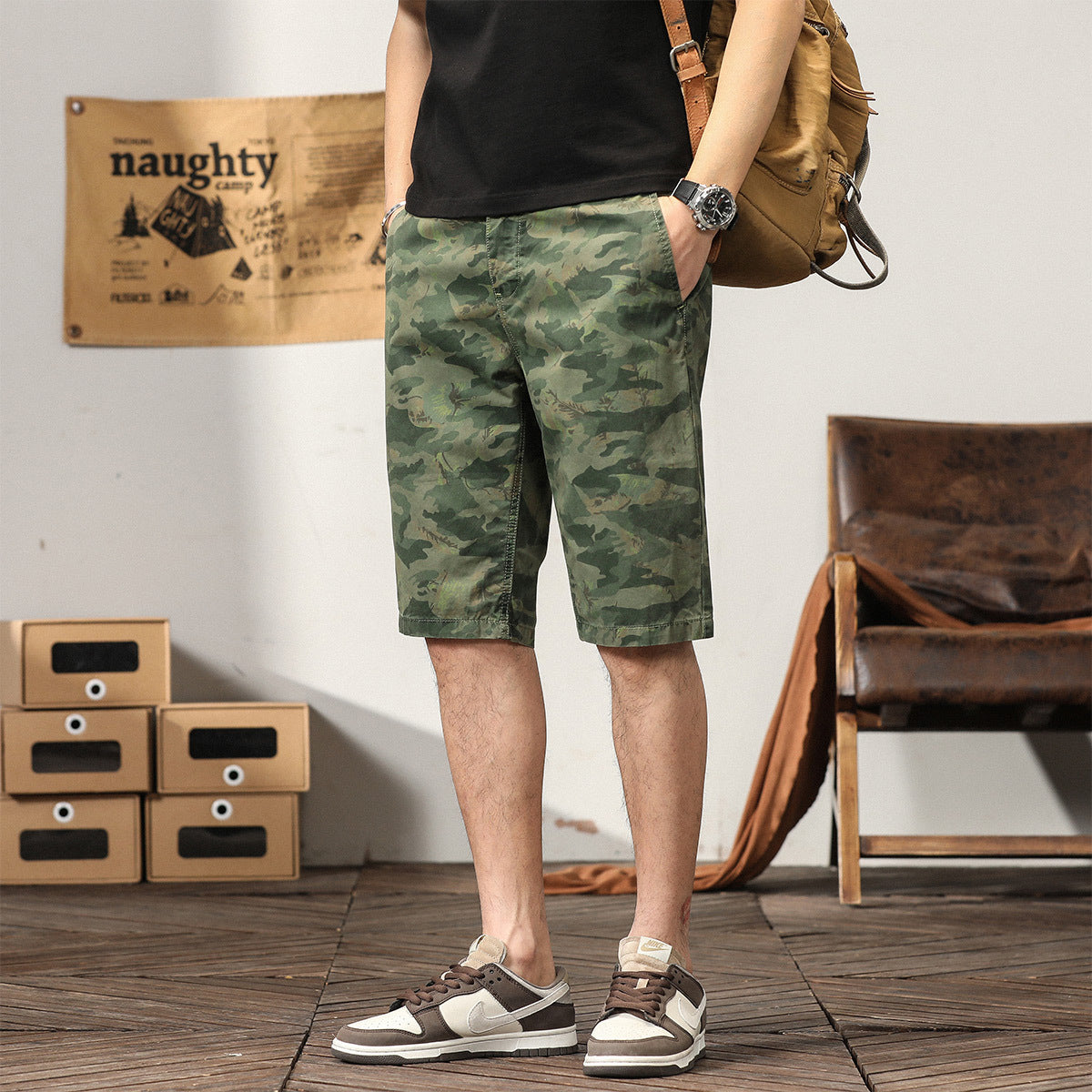 Herrentrends High Design Sommerstil Loose Fit Camouflage Cargo Shorts | G3526