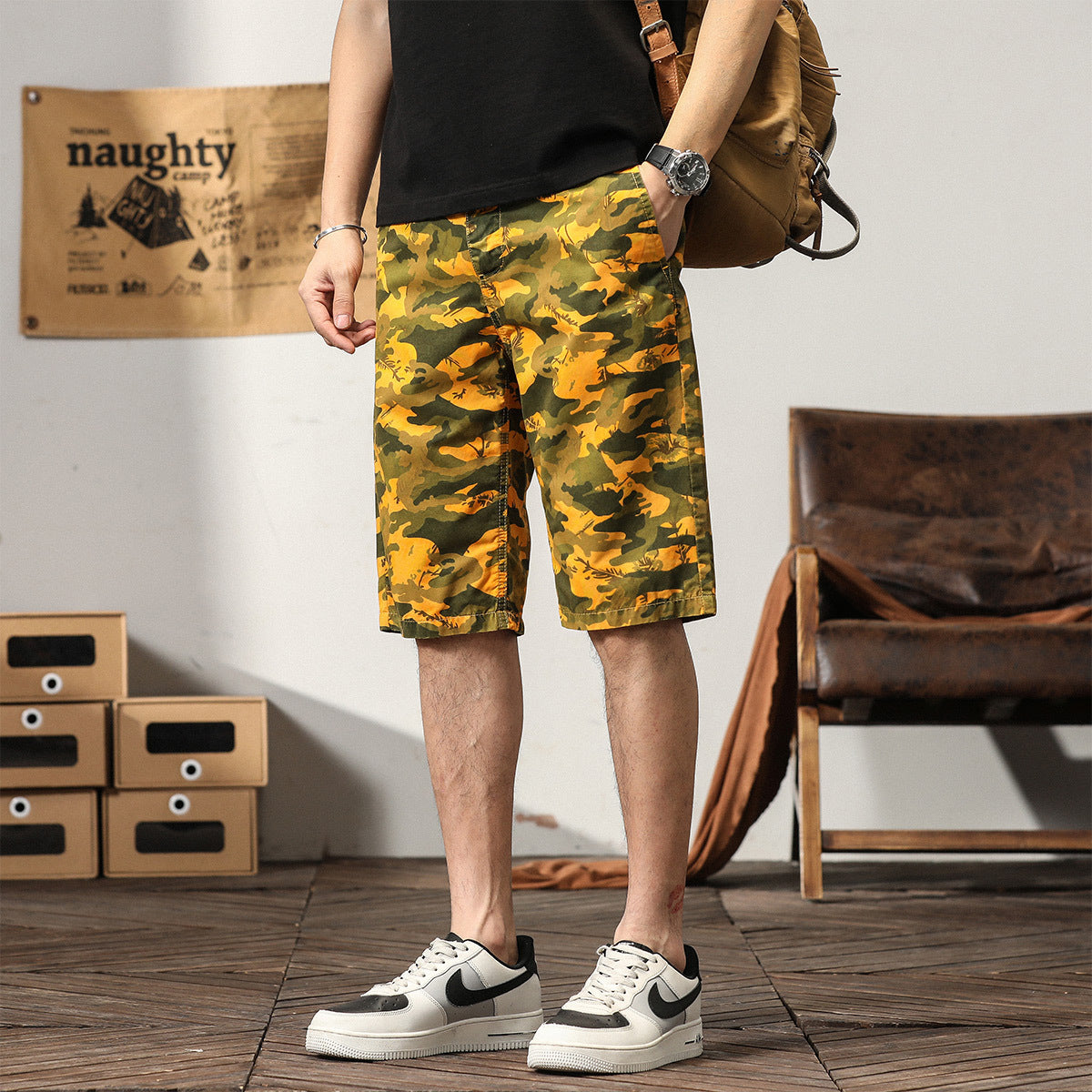 Herrentrends High Design Sommerstil Loose Fit Camouflage Cargo Shorts | G3526