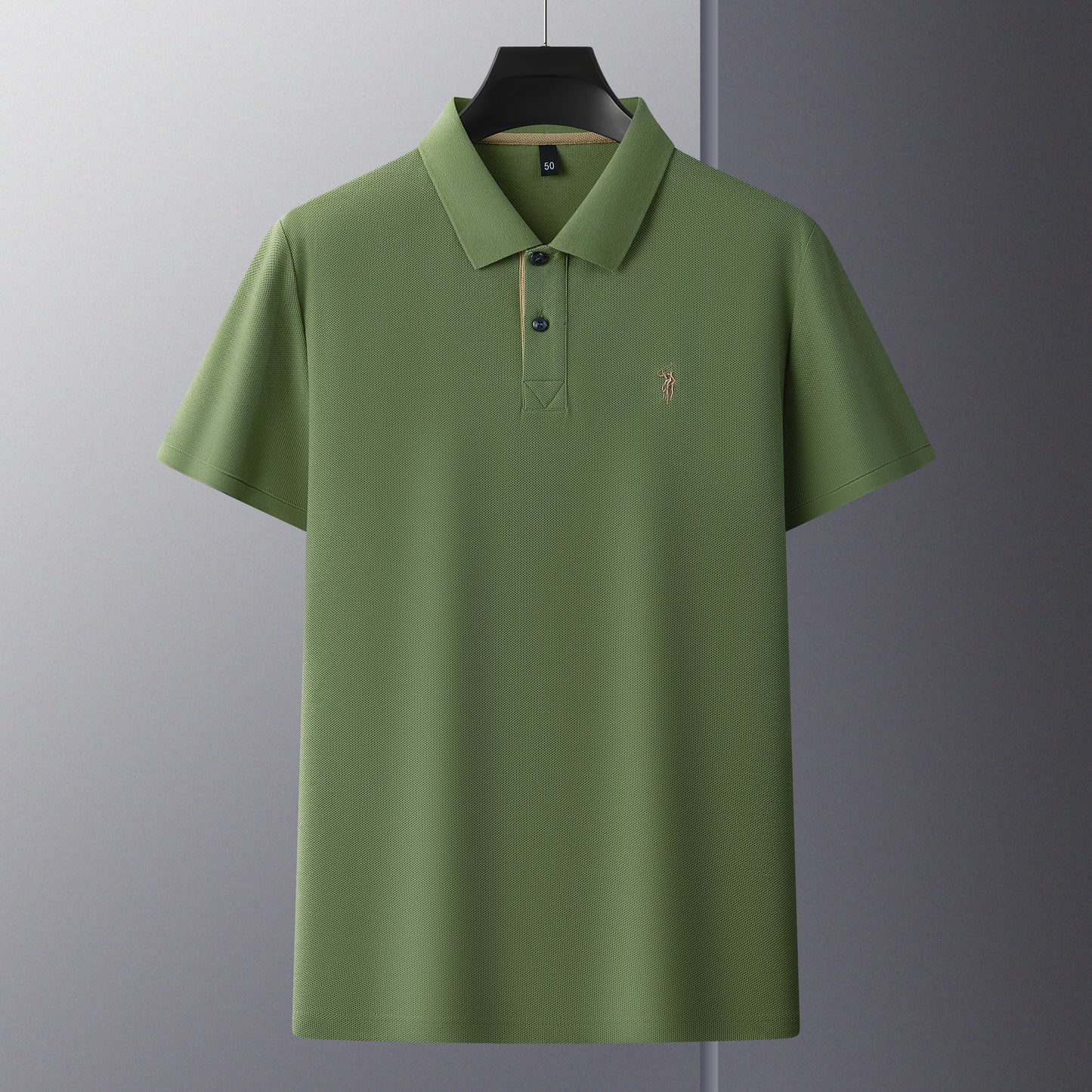 Herren-Poloshirt aus hochwertiger merzerisierter Baumwolle (220 g/m²), sechseckig, Perlenstickerei, Sommerkollektion | 8561