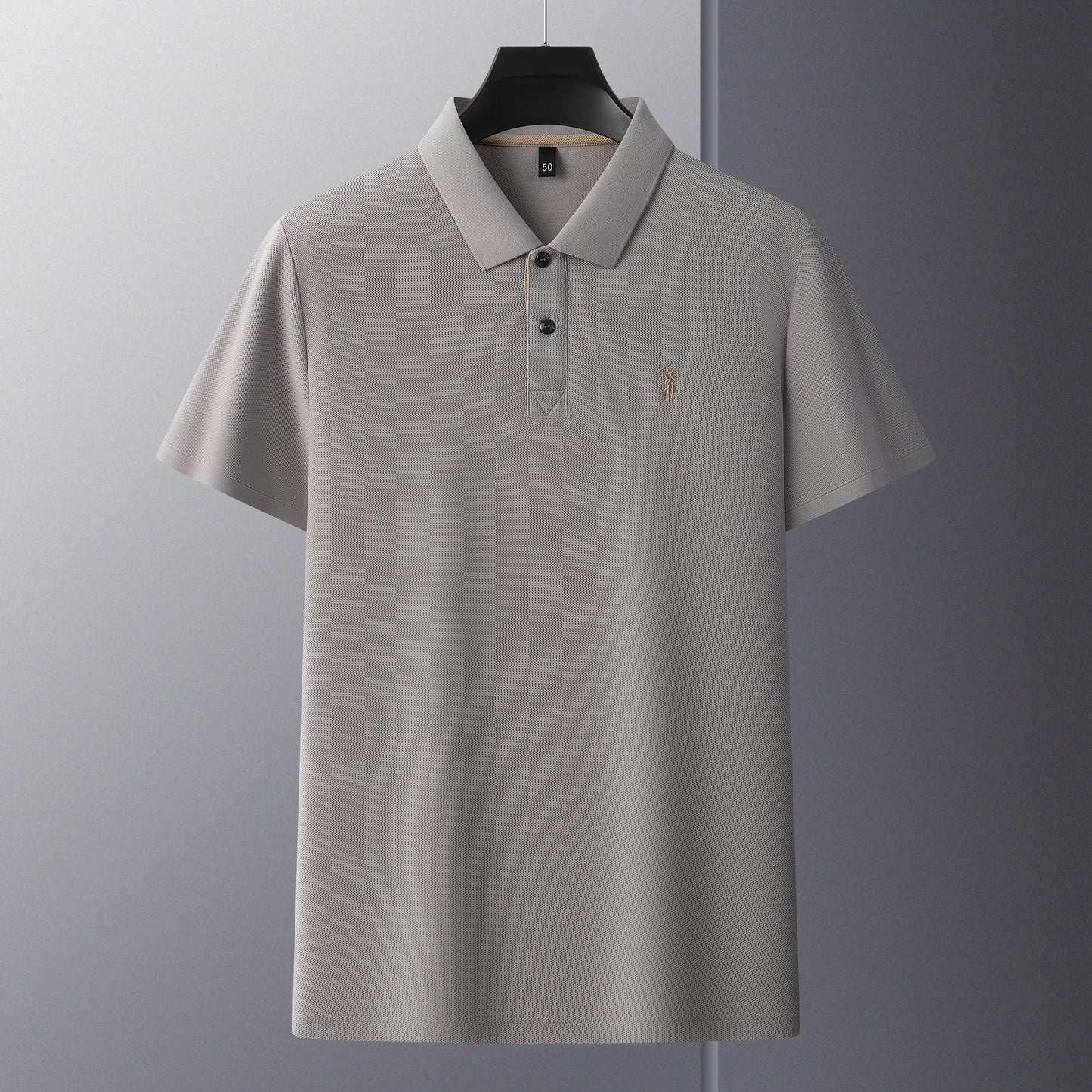 Herren-Poloshirt aus hochwertiger merzerisierter Baumwolle (220 g/m²), sechseckig, Perlenstickerei, Sommerkollektion | 8561