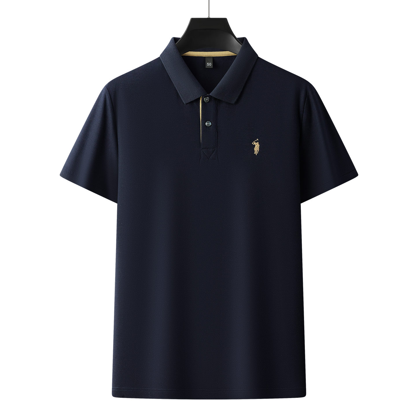 Herren-Poloshirt aus hochwertiger merzerisierter Baumwolle (220 g/m²), sechseckig, Perlenstickerei, Sommerkollektion | 8561