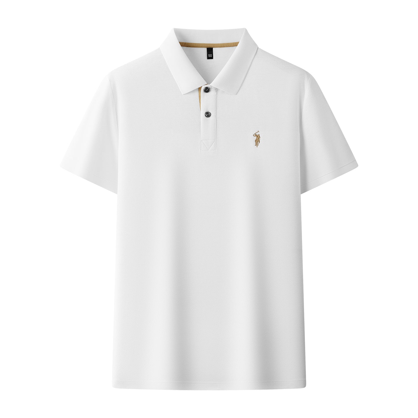 Herren-Poloshirt aus hochwertiger merzerisierter Baumwolle (220 g/m²), sechseckig, Perlenstickerei, Sommerkollektion | 8561
