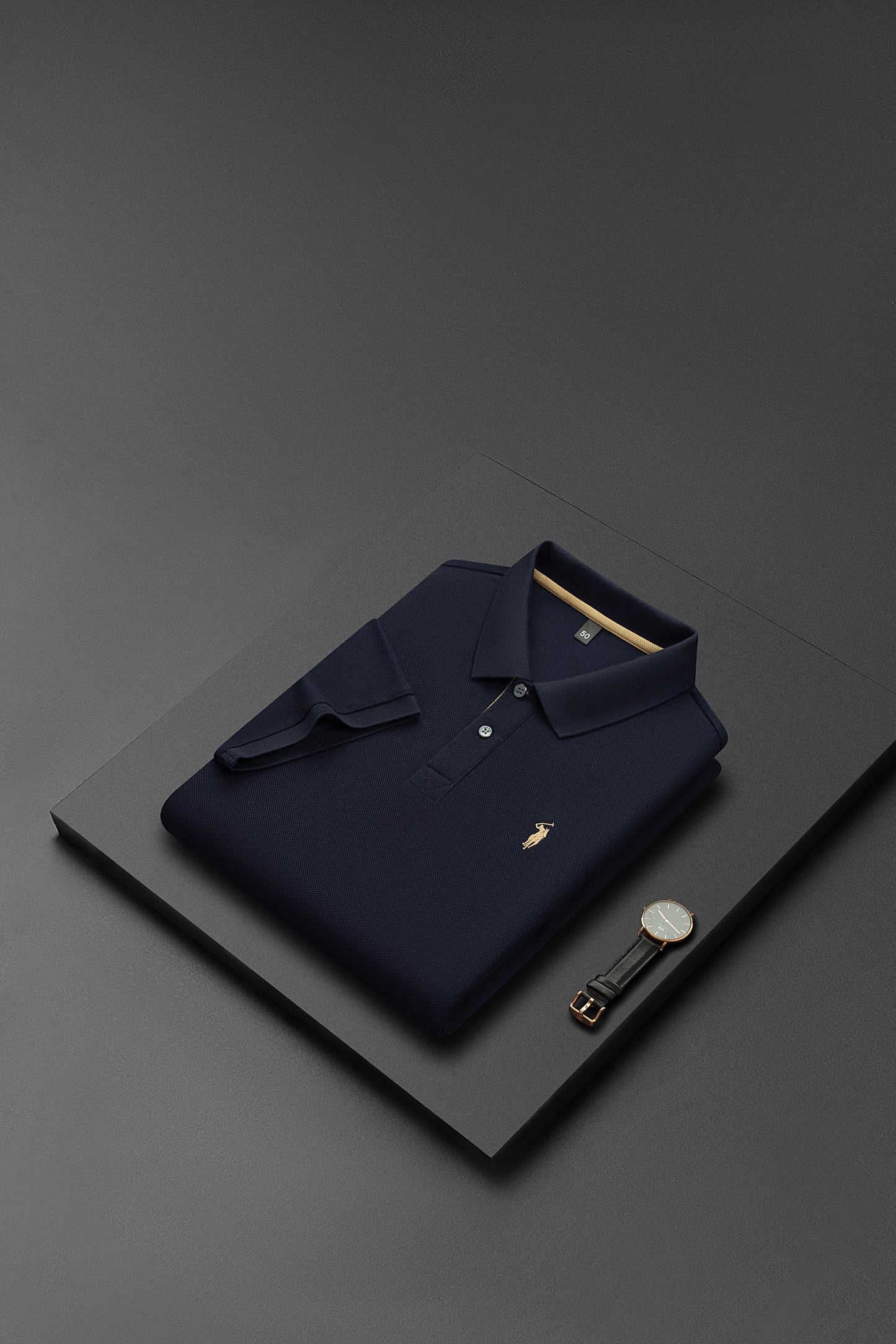 Herren-Poloshirt aus hochwertiger merzerisierter Baumwolle (220 g/m²), sechseckig, Perlenstickerei, Sommerkollektion | 8561