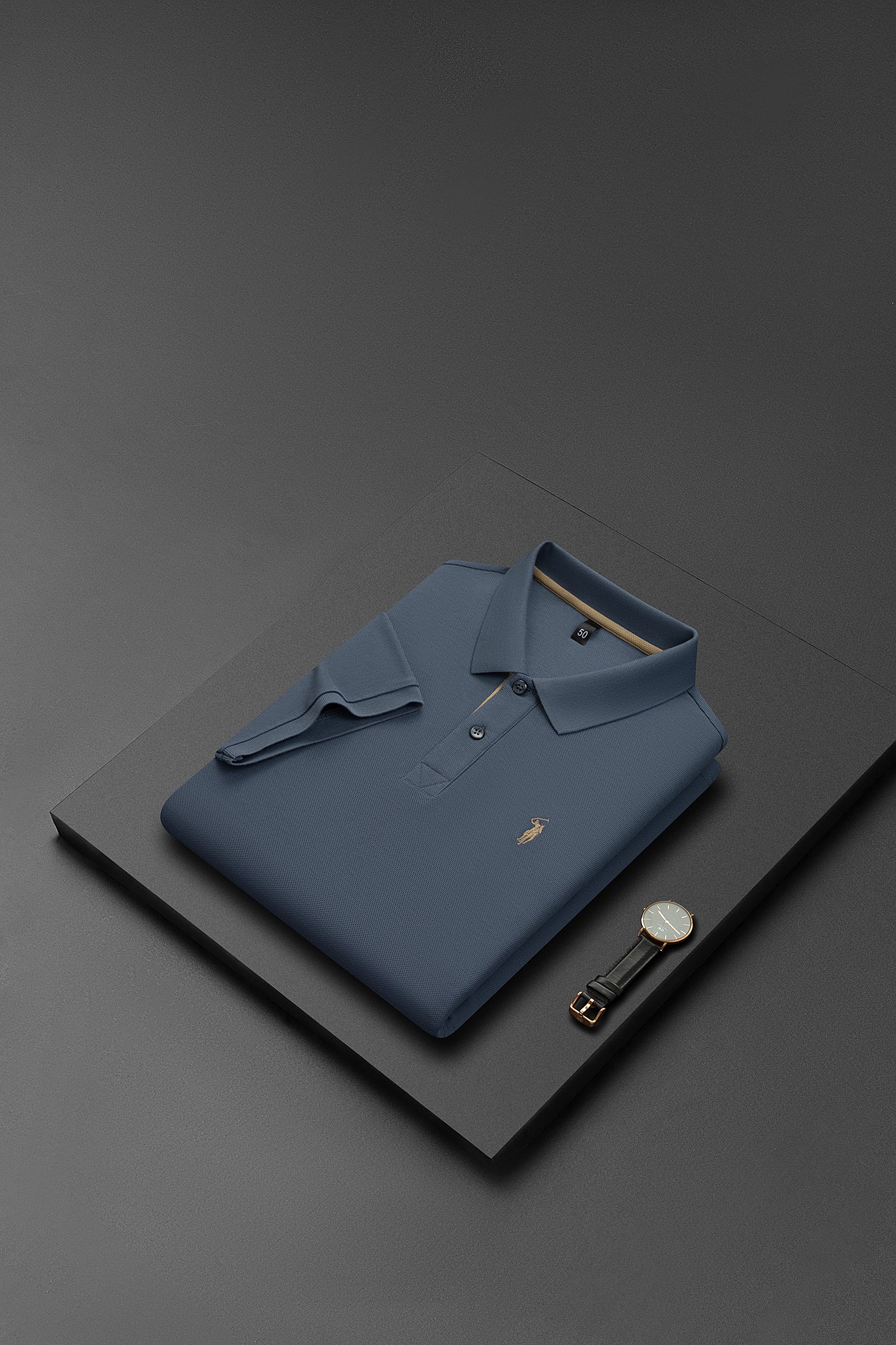 Herren-Poloshirt aus hochwertiger merzerisierter Baumwolle (220 g/m²), sechseckig, Perlenstickerei, Sommerkollektion | 8561