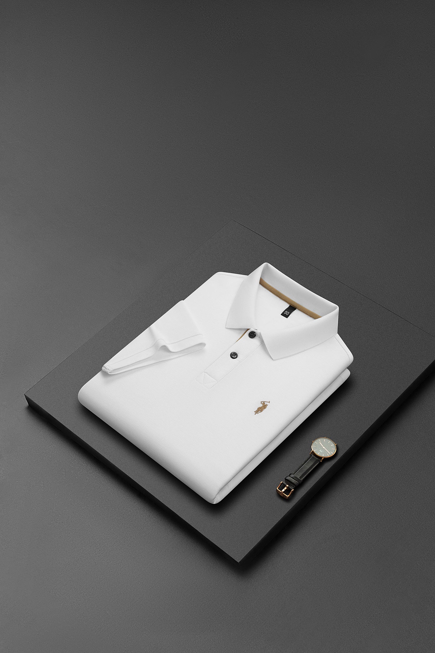Herren-Poloshirt aus hochwertiger merzerisierter Baumwolle (220 g/m²), sechseckig, Perlenstickerei, Sommerkollektion | 8561