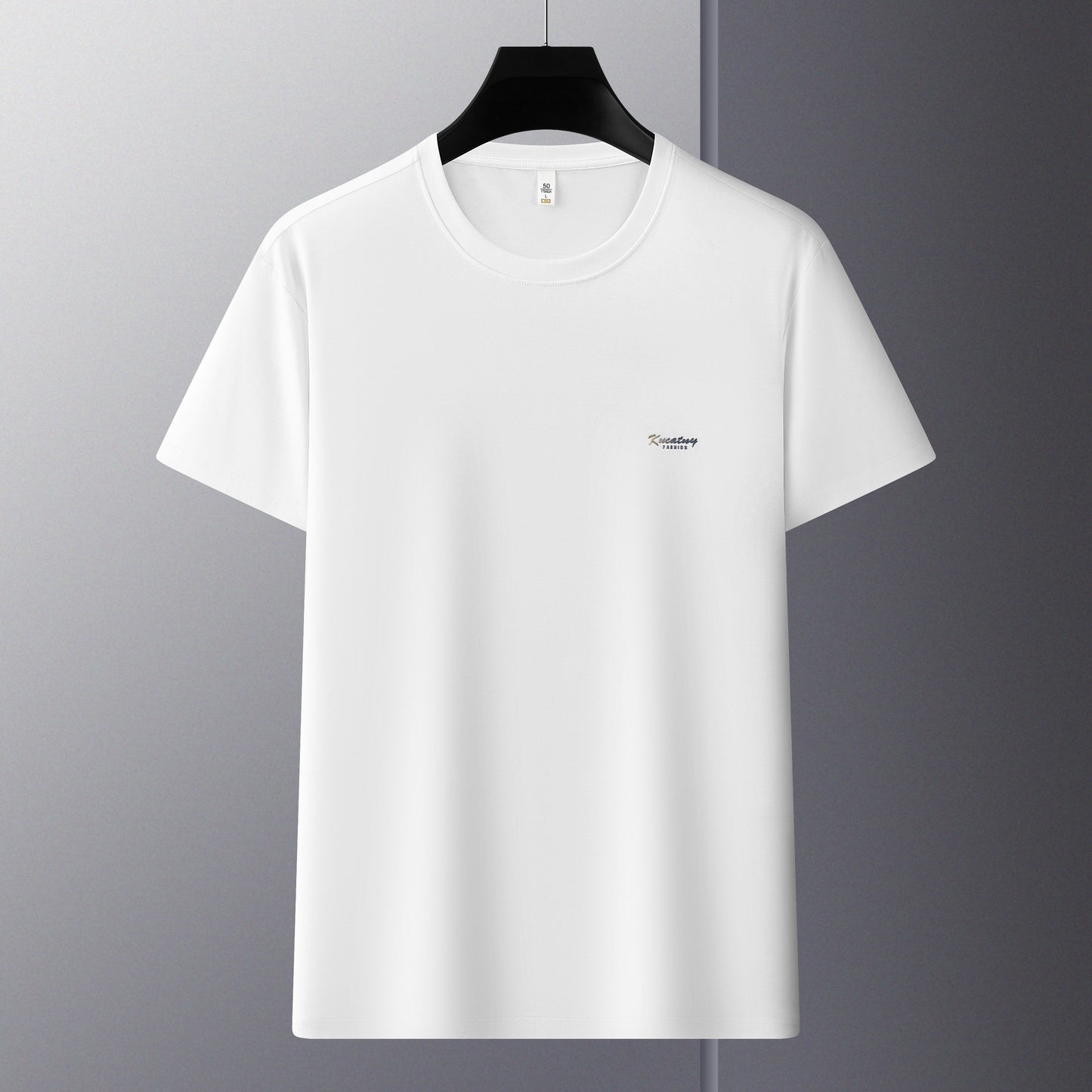 Antibakterielles kühlendes Baumwoll-T-Shirt für Herren – Sommer-Slim-Fit-Oberteil aus Eisseide mit Rundhalsausschnitt | 6550