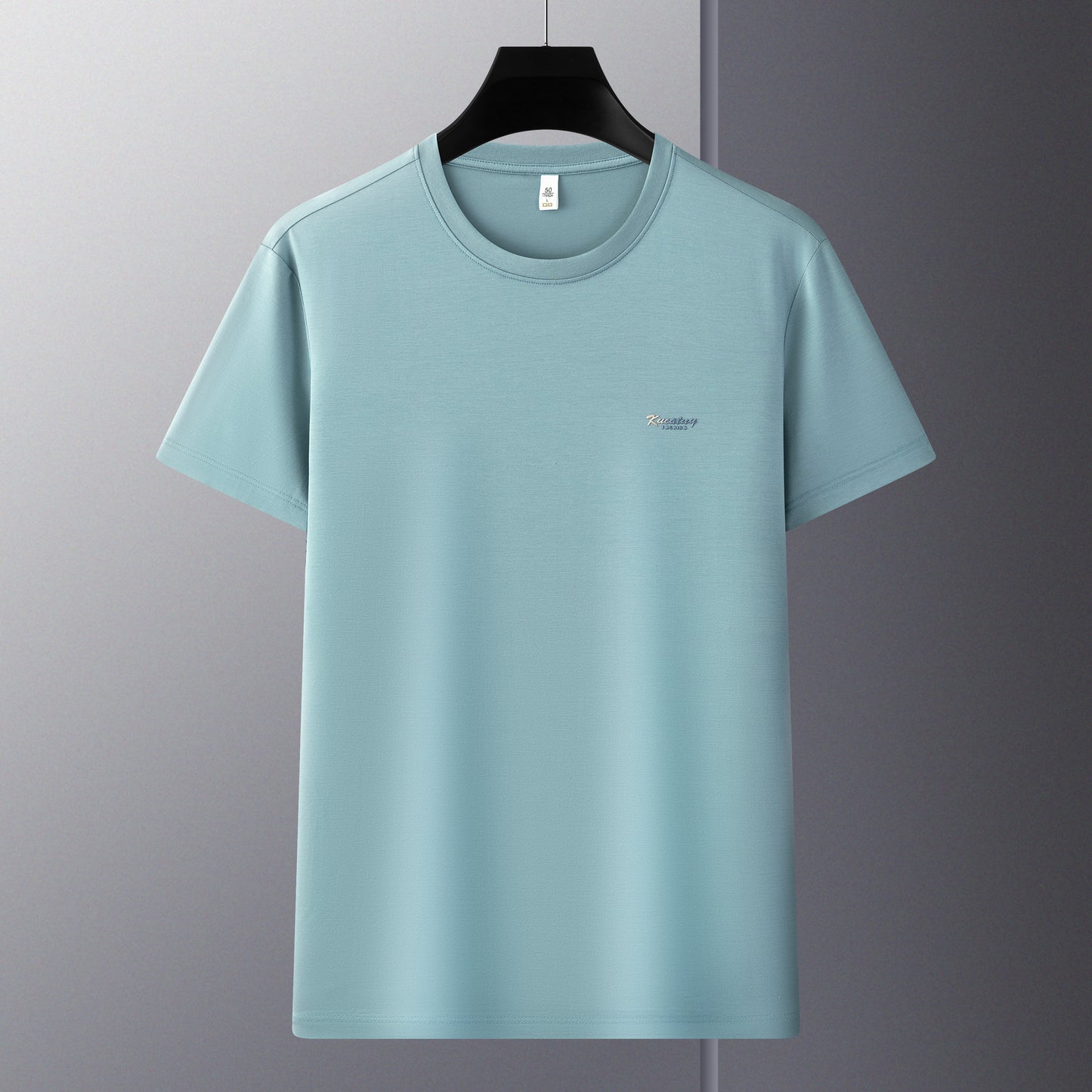 Antibakterielles kühlendes Baumwoll-T-Shirt für Herren – Sommer-Slim-Fit-Oberteil aus Eisseide mit Rundhalsausschnitt | 6550