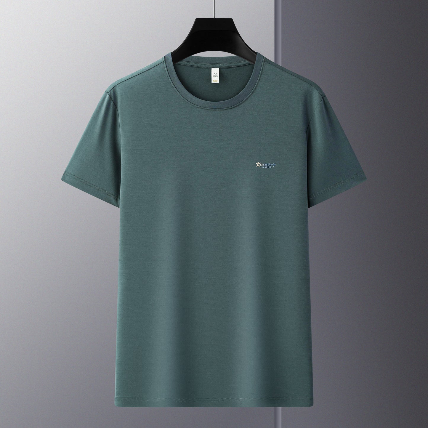 Antibakterielles kühlendes Baumwoll-T-Shirt für Herren – Sommer-Slim-Fit-Oberteil aus Eisseide mit Rundhalsausschnitt | 6550