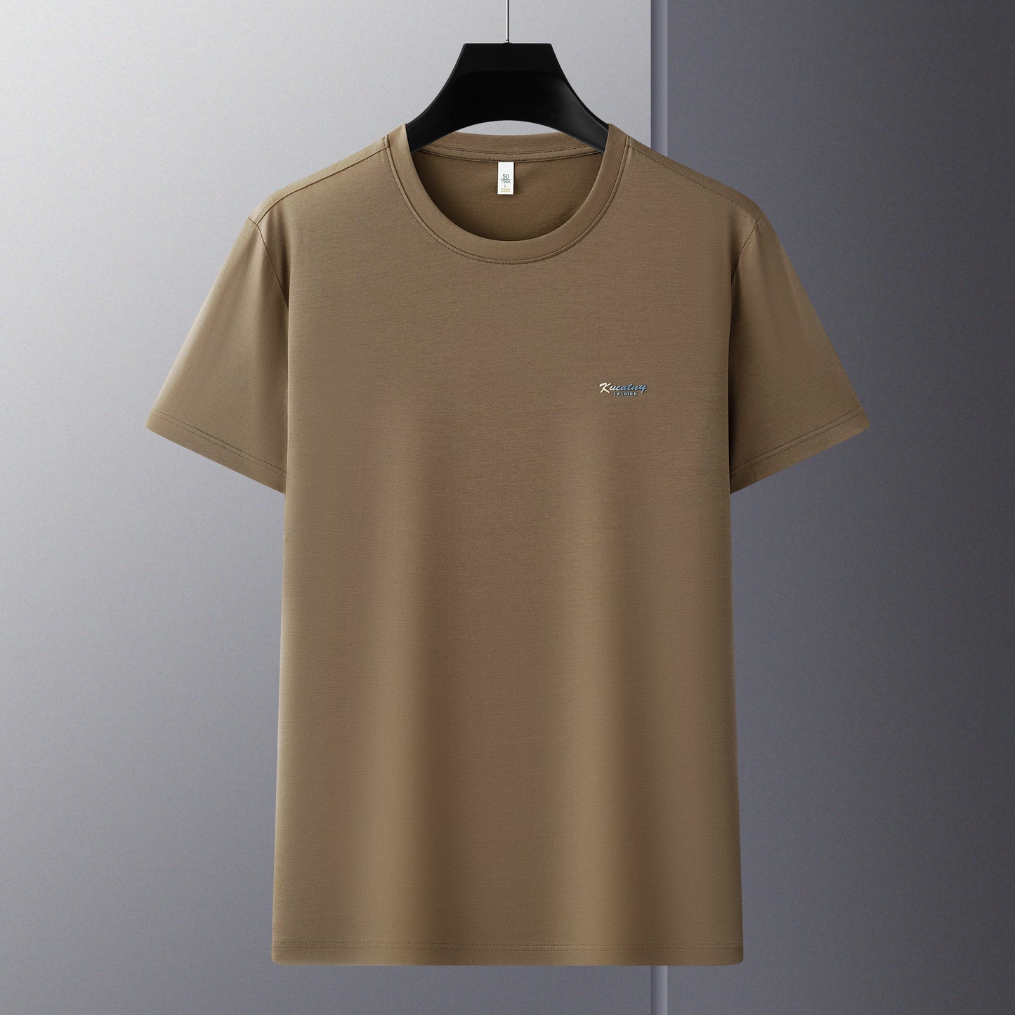 Antibakterielles kühlendes Baumwoll-T-Shirt für Herren – Sommer-Slim-Fit-Oberteil aus Eisseide mit Rundhalsausschnitt | 6550