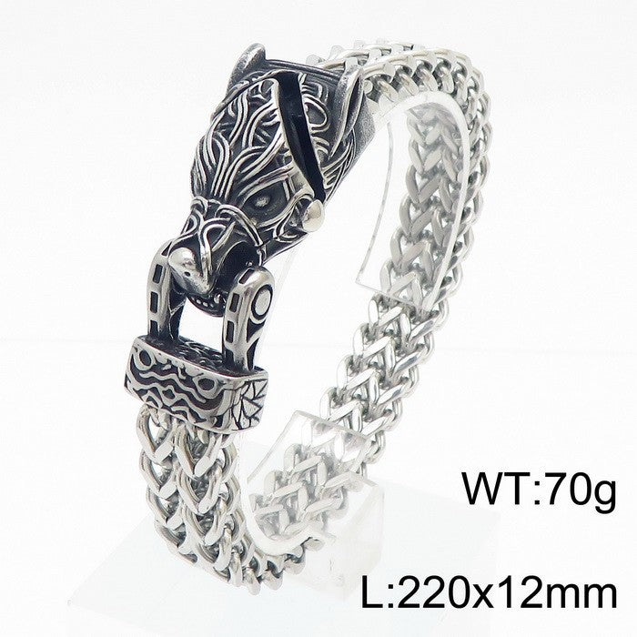 Herren Wikinger Tierarmband Wolf, Adler, Schlange Edelstahlarmband | KB179515-MZOZ