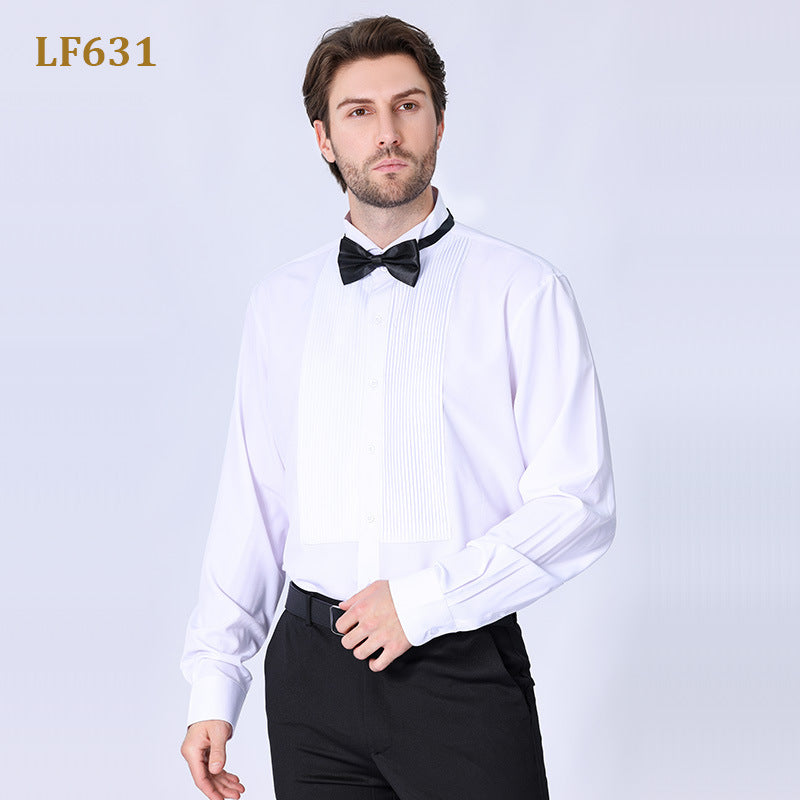 Doppelt plissiertes Herrenhemd Business High-End Anzug Französisches Hemd | LF631