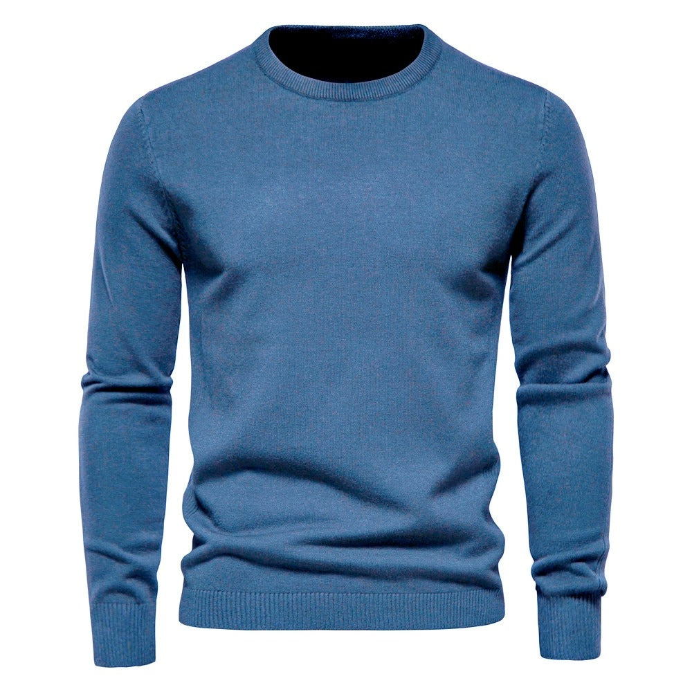 Verdickter Slim Fit Strickpullover für Herren – Rundhalspullover mit dezentem Glanz | LOW001