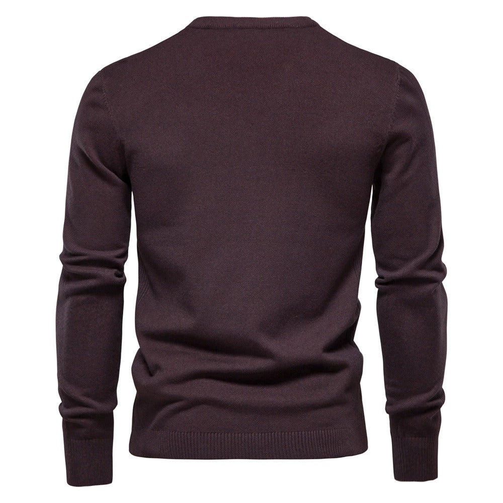 Verdickter Slim Fit Strickpullover für Herren – Rundhalspullover mit dezentem Glanz | LOW001