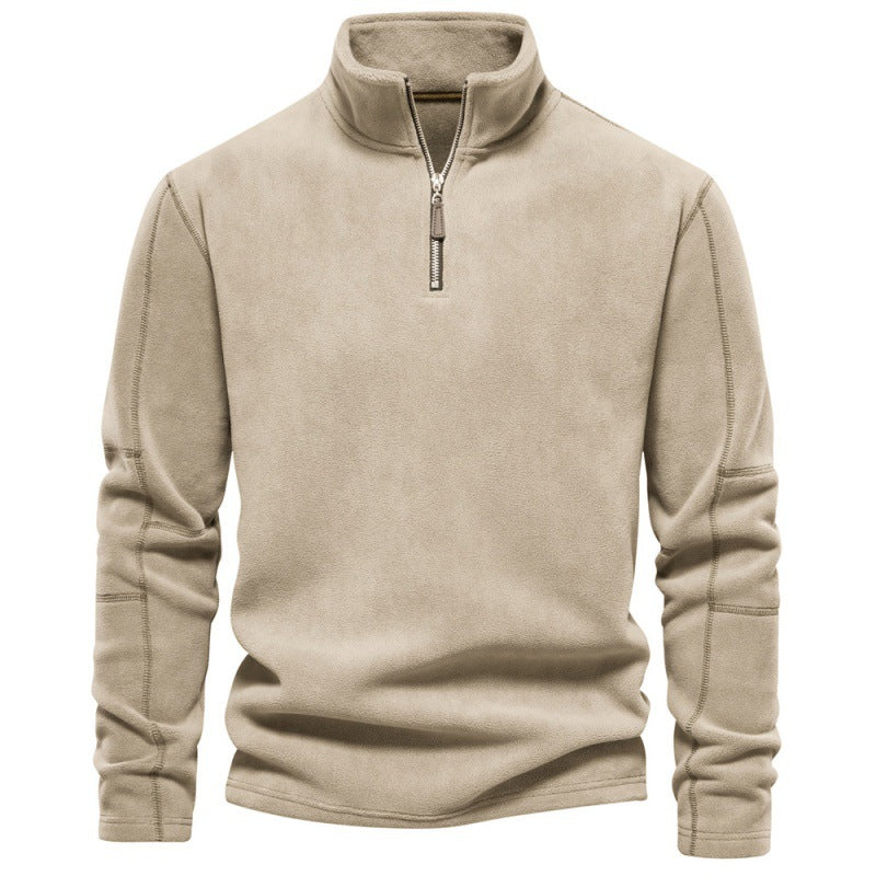 Herren Fleece Pullover Sweatshirts | Herbst-Winter 2025 Europa Mode | Half-Zip Stehkragen Tops | HD08