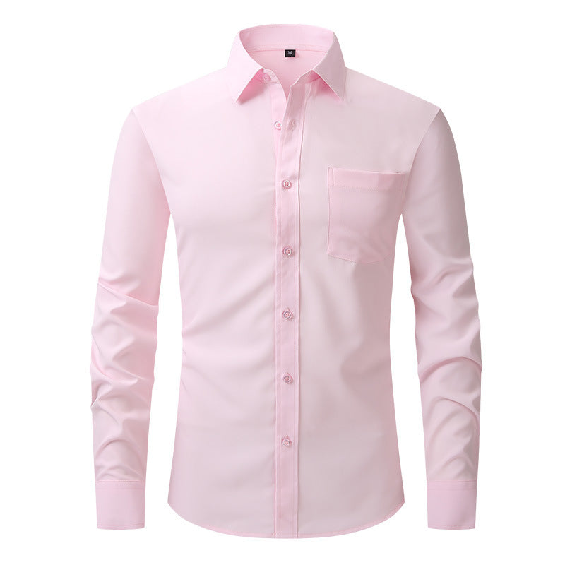 Herren Elastizität Formelles Hemd Langarm Hochzeit Slim Fit Bügelfreie Hemden Top | W7
