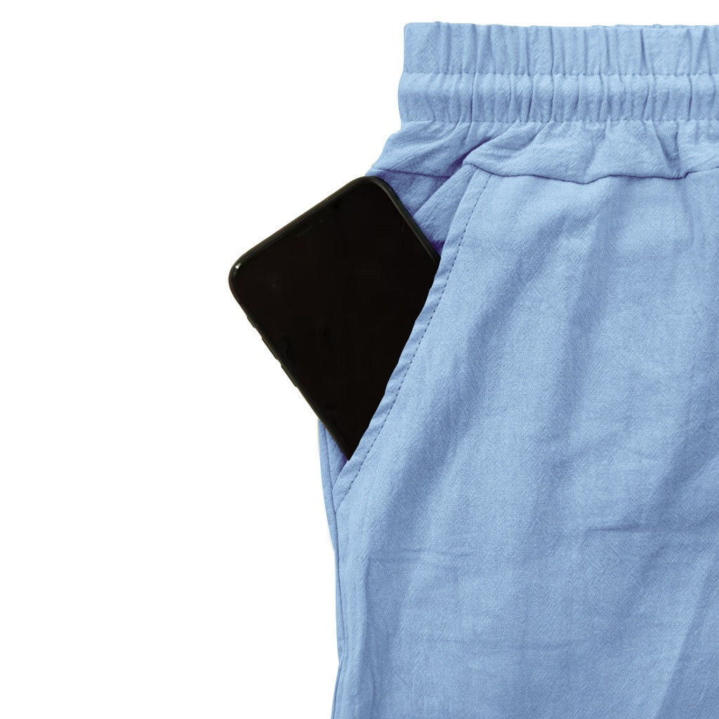 Herren-Cargohose aus leichtem Leinen für alle vier Jahreszeiten, atmungsaktiv, mit mehreren Taschen, lockere Hose mit weitem Bein | MTGZ-9