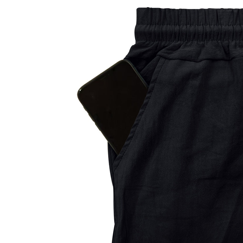 Herren-Cargohose aus leichtem Leinen für alle vier Jahreszeiten, atmungsaktiv, mit mehreren Taschen, lockere Hose mit weitem Bein | MTGZ-9