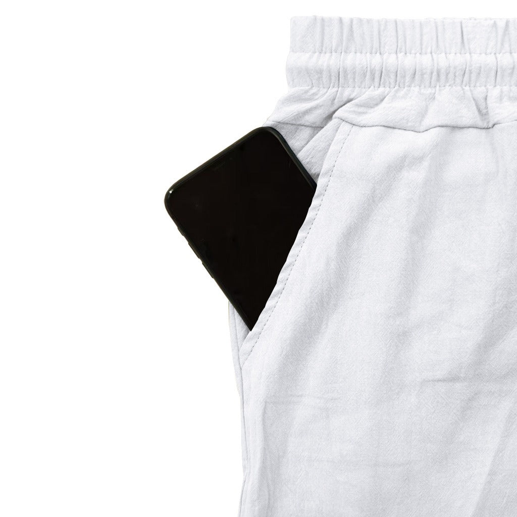 Herren-Cargohose aus leichtem Leinen für alle vier Jahreszeiten, atmungsaktiv, mit mehreren Taschen, lockere Hose mit weitem Bein | MTGZ-9