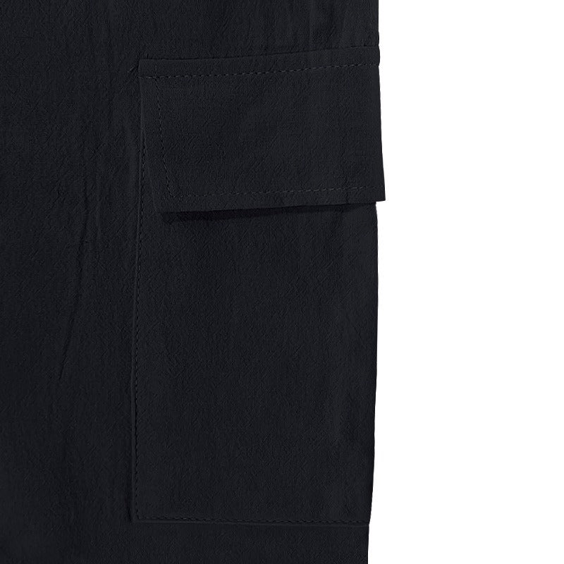 Herren-Cargohose aus leichtem Leinen für alle vier Jahreszeiten, atmungsaktiv, mit mehreren Taschen, lockere Hose mit weitem Bein | MTGZ-9