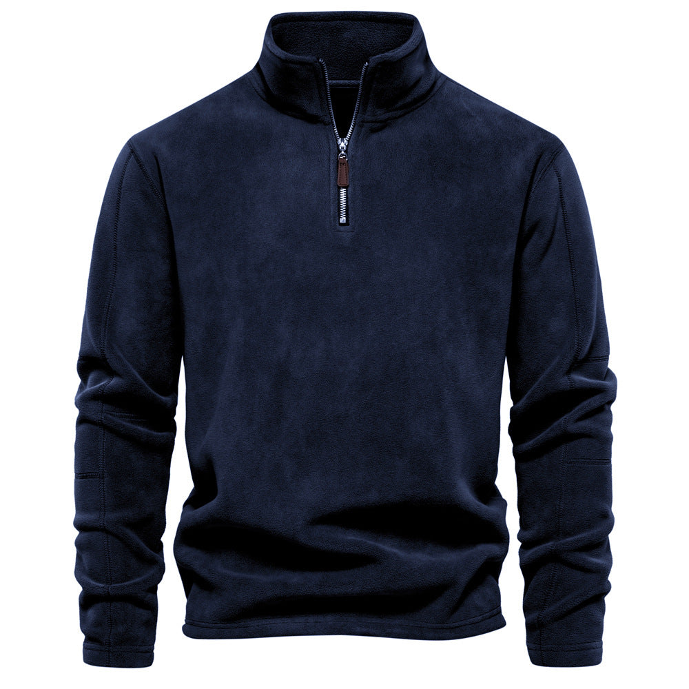 Herren Fleece Pullover Sweatshirts | Herbst-Winter 2025 Europa Mode | Half-Zip Stehkragen Tops | HD08