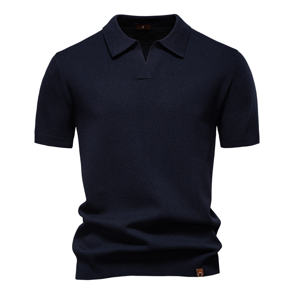Herren-Poloshirt mit Ananas-Strickstruktur – 2025 Sommer-Kurzarmshirt mit entspannter Passform | PSD8025