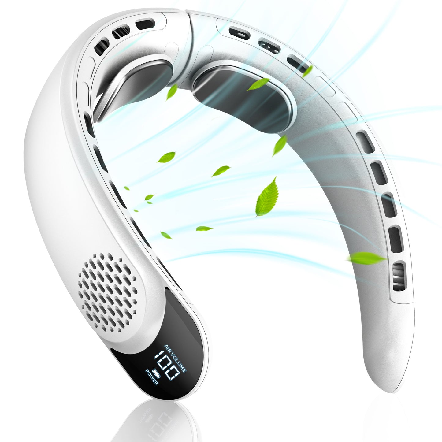 Tragbarer Nackenventilator mit 4 Turbo-Blättern, wiederaufladbar über USB, 360°-Kühlluftstrom | S8