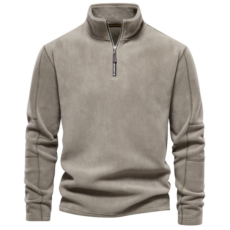 Herren Fleece Pullover Sweatshirts | Herbst-Winter 2025 Europa Mode | Half-Zip Stehkragen Tops | HD08
