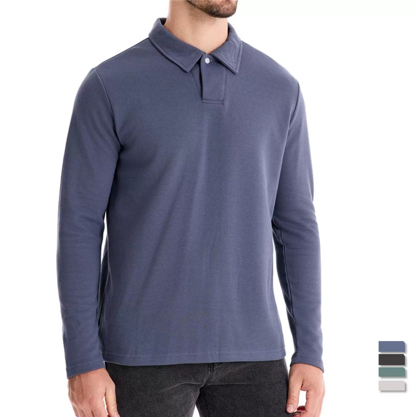 Gewaschenes Herren-Poloshirt – Langarm-Oberteil aus Baumwollmischung | Smart-Casual Herbst-Essential | PL255
