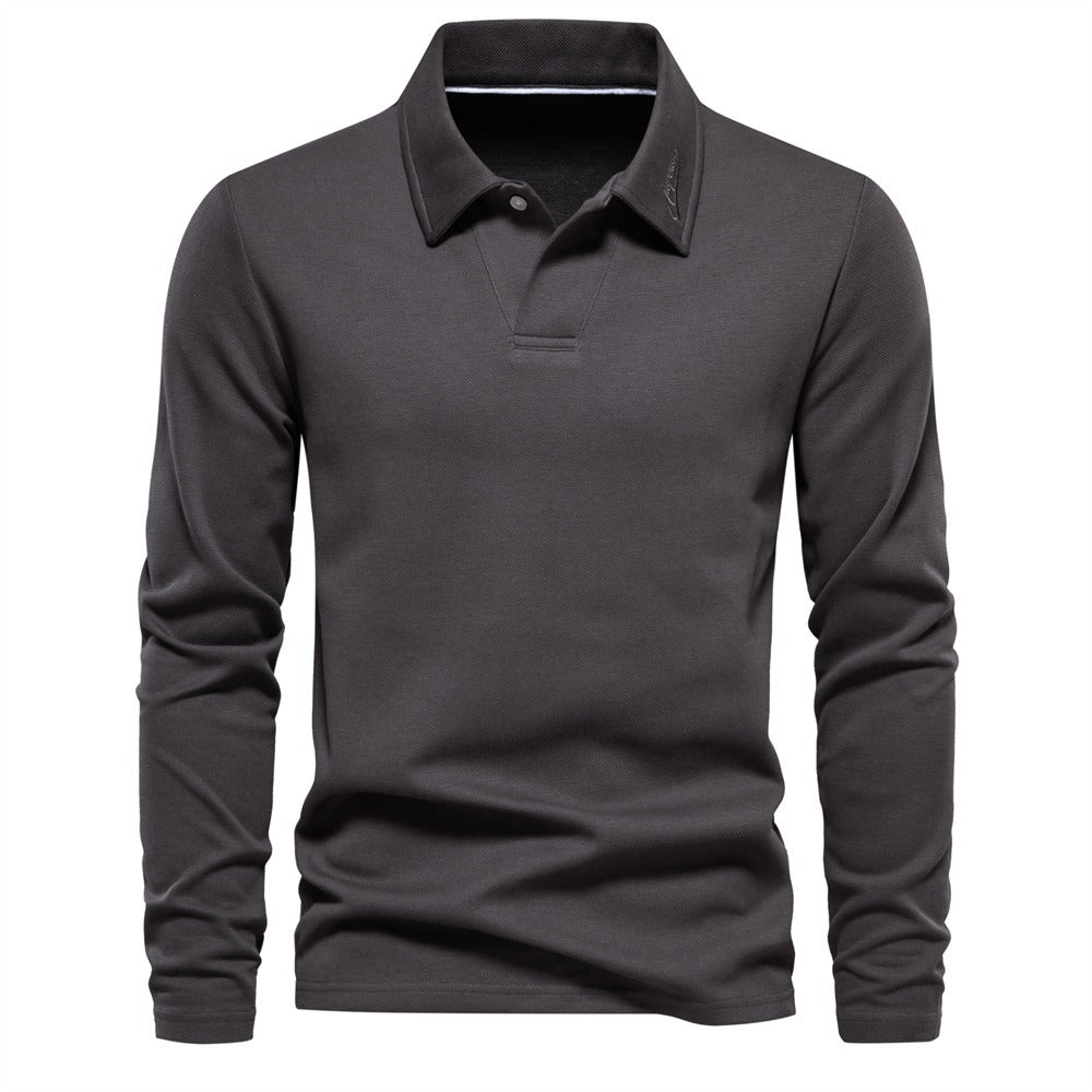 Gewaschenes Herren-Poloshirt – Langarm-Oberteil aus Baumwollmischung | Smart-Casual Herbst-Essential | PL255