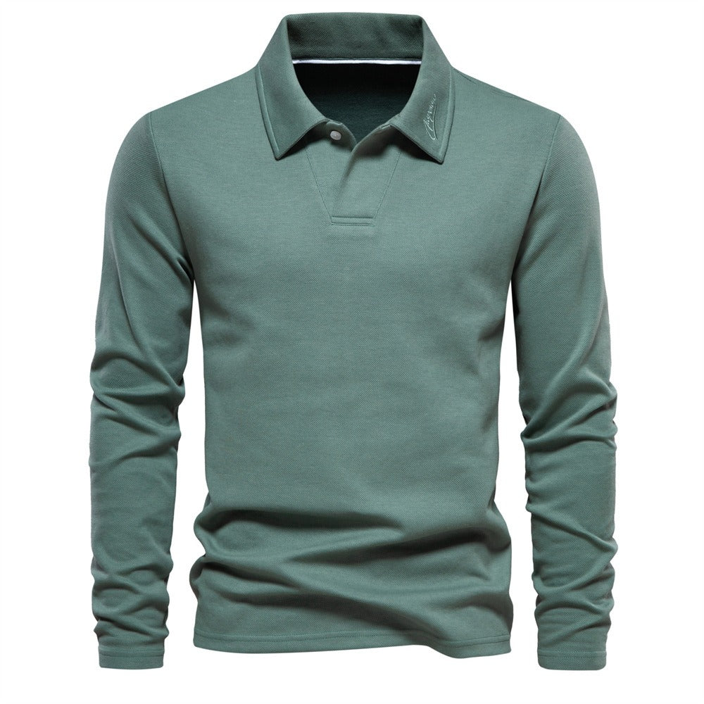 Gewaschenes Herren-Poloshirt – Langarm-Oberteil aus Baumwollmischung | Smart-Casual Herbst-Essential | PL255