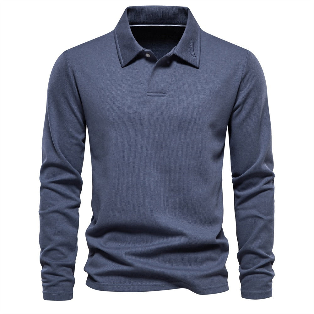 Gewaschenes Herren-Poloshirt – Langarm-Oberteil aus Baumwollmischung | Smart-Casual Herbst-Essential | PL255