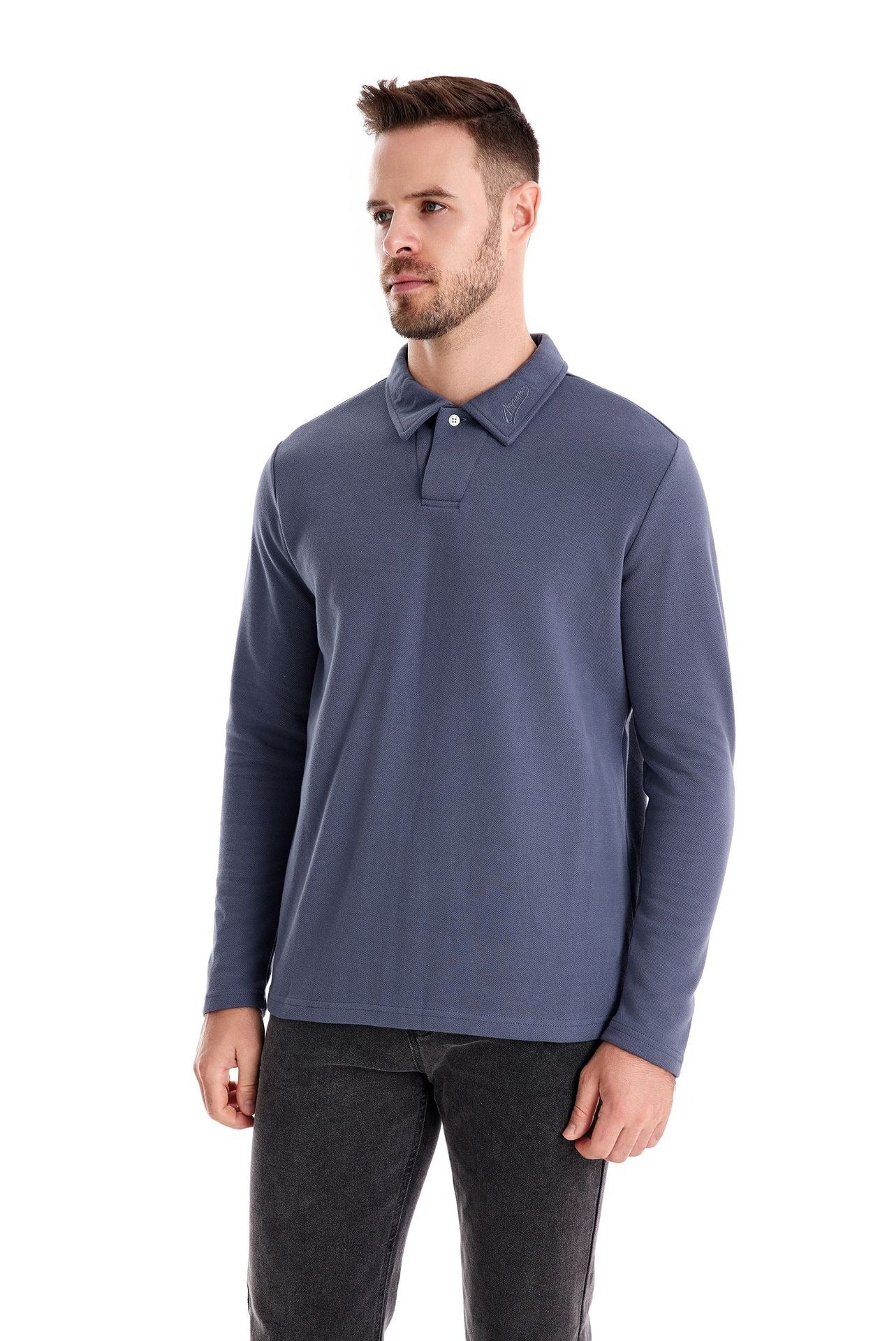 Gewaschenes Herren-Poloshirt – Langarm-Oberteil aus Baumwollmischung | Smart-Casual Herbst-Essential | PL255