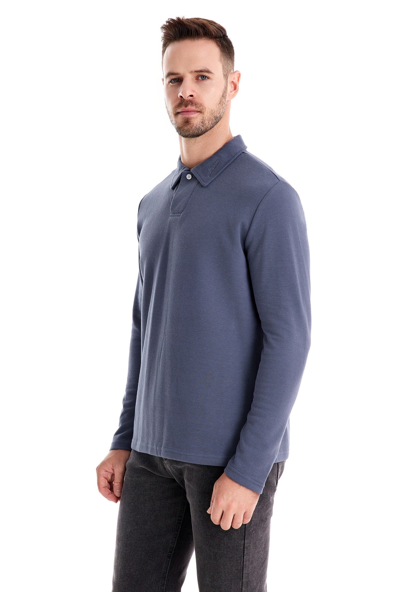 Gewaschenes Herren-Poloshirt – Langarm-Oberteil aus Baumwollmischung | Smart-Casual Herbst-Essential | PL255