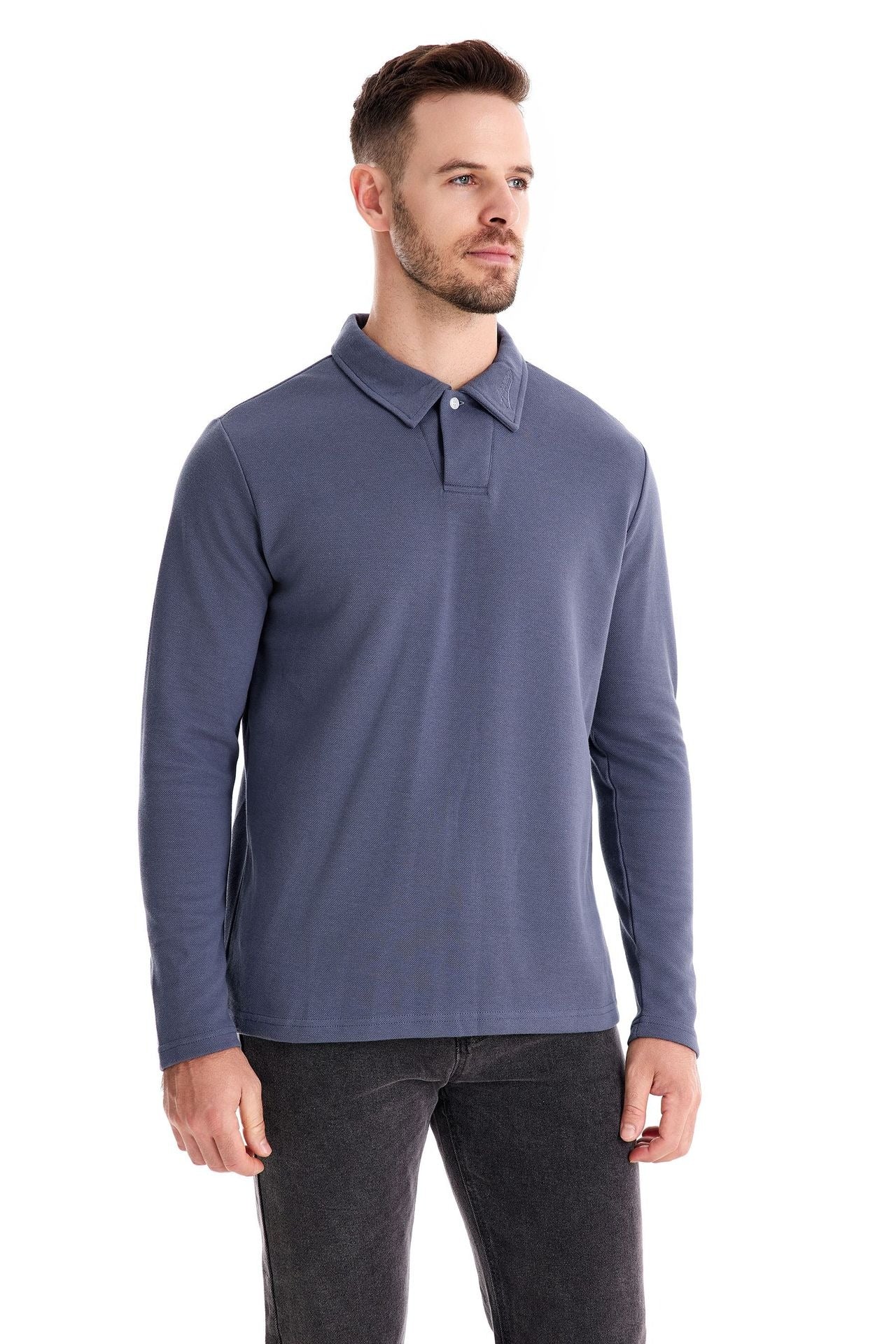 Gewaschenes Herren-Poloshirt – Langarm-Oberteil aus Baumwollmischung | Smart-Casual Herbst-Essential | PL255