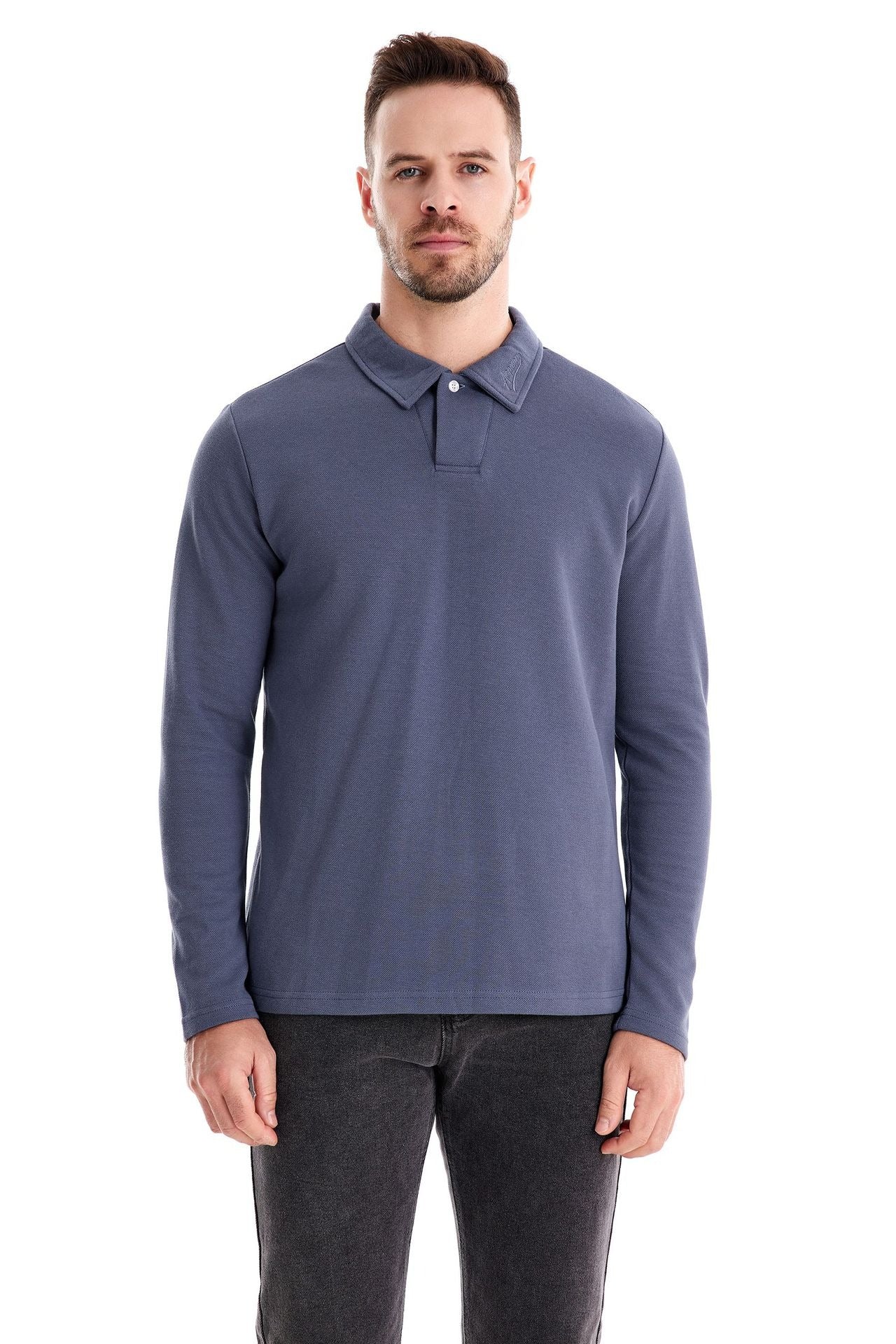 Gewaschenes Herren-Poloshirt – Langarm-Oberteil aus Baumwollmischung | Smart-Casual Herbst-Essential | PL255