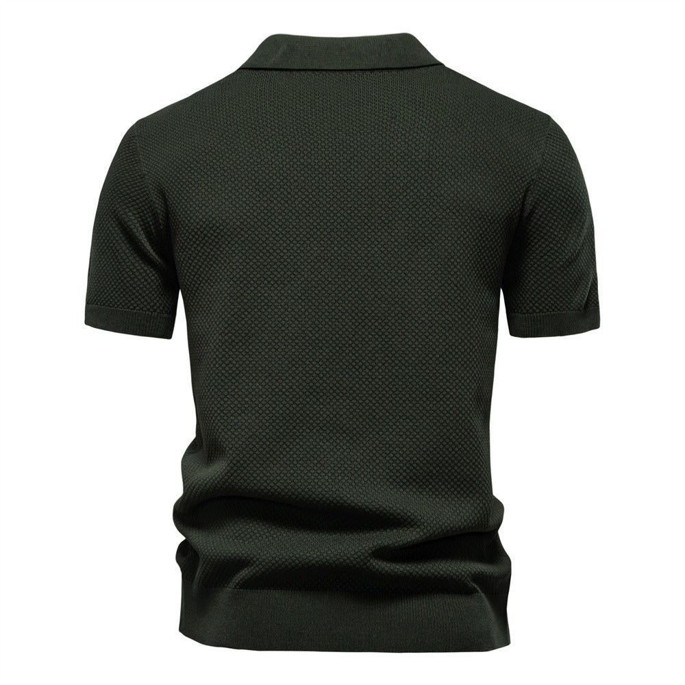 Herren-Poloshirt mit Ananas-Strickstruktur – 2025 Sommer-Kurzarmshirt mit entspannter Passform | PSD8025