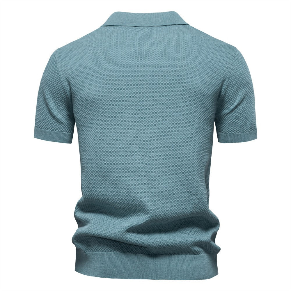 Herren-Poloshirt mit Ananas-Strickstruktur – 2025 Sommer-Kurzarmshirt mit entspannter Passform | PSD8025