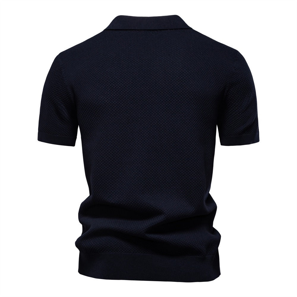Herren-Poloshirt mit Ananas-Strickstruktur – 2025 Sommer-Kurzarmshirt mit entspannter Passform | PSD8025