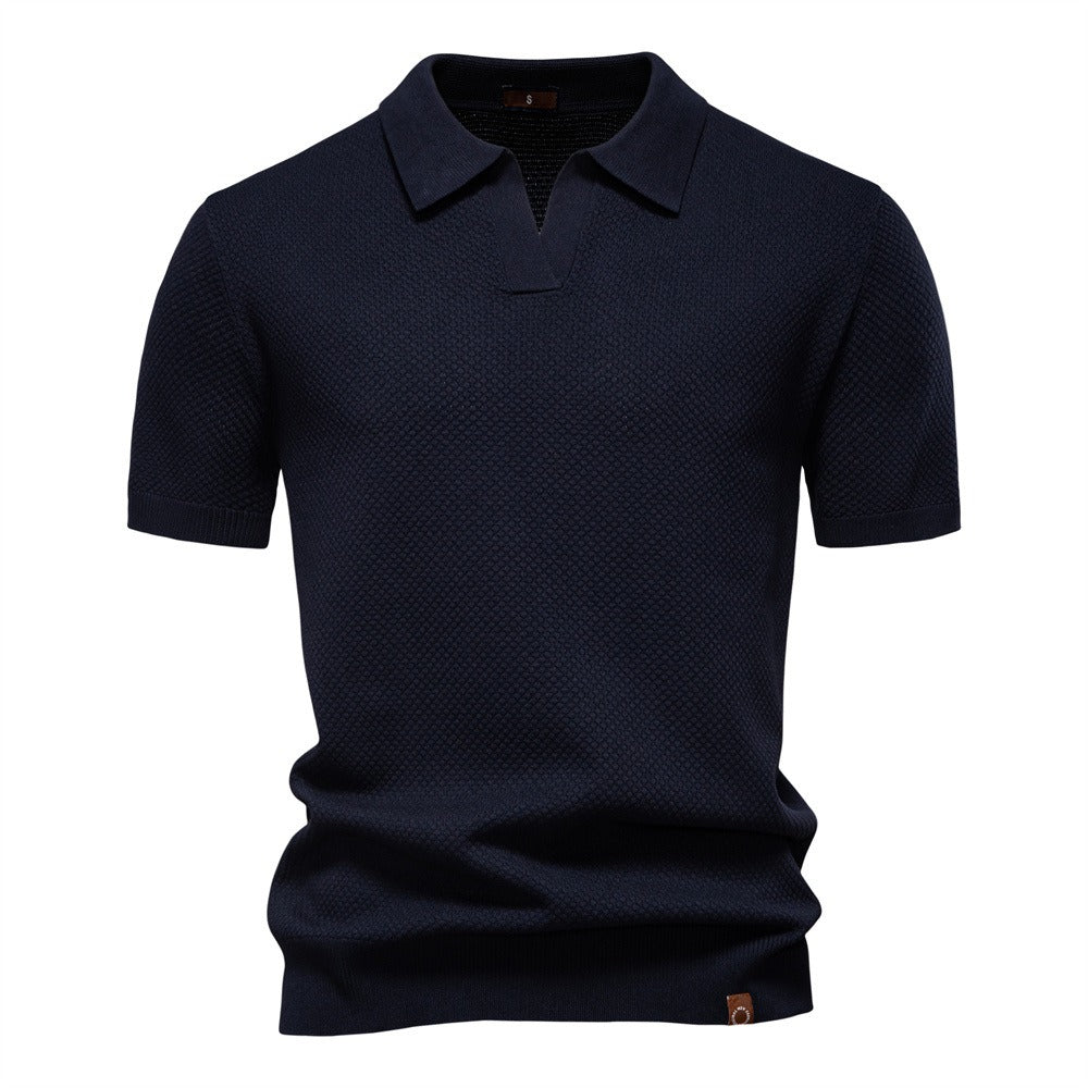 Herren-Poloshirt mit Ananas-Strickstruktur – 2025 Sommer-Kurzarmshirt mit entspannter Passform | PSD8025