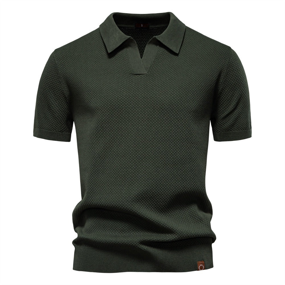 Herren-Poloshirt mit Ananas-Strickstruktur – 2025 Sommer-Kurzarmshirt mit entspannter Passform | PSD8025