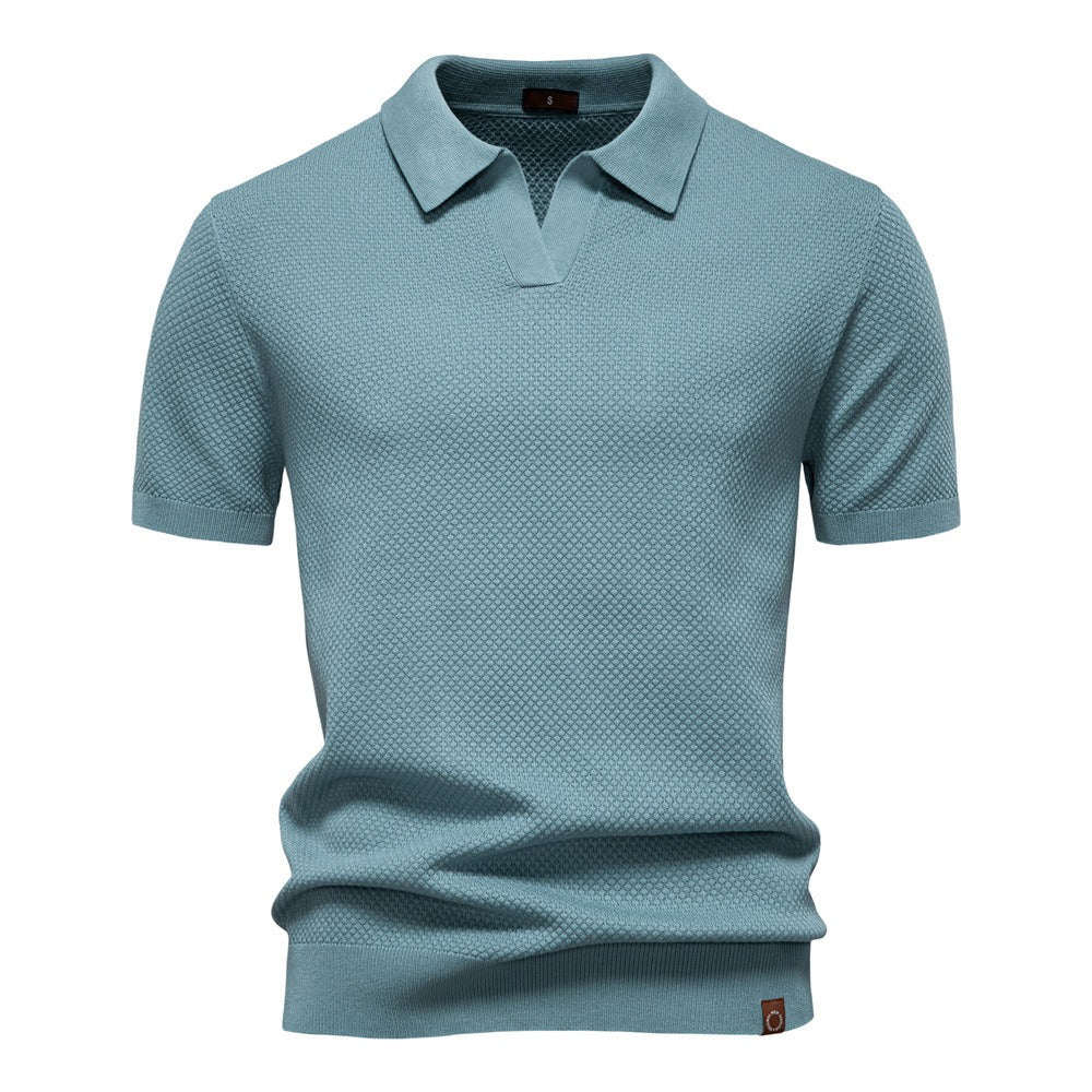 Herren-Poloshirt mit Ananas-Strickstruktur – 2025 Sommer-Kurzarmshirt mit entspannter Passform | PSD8025