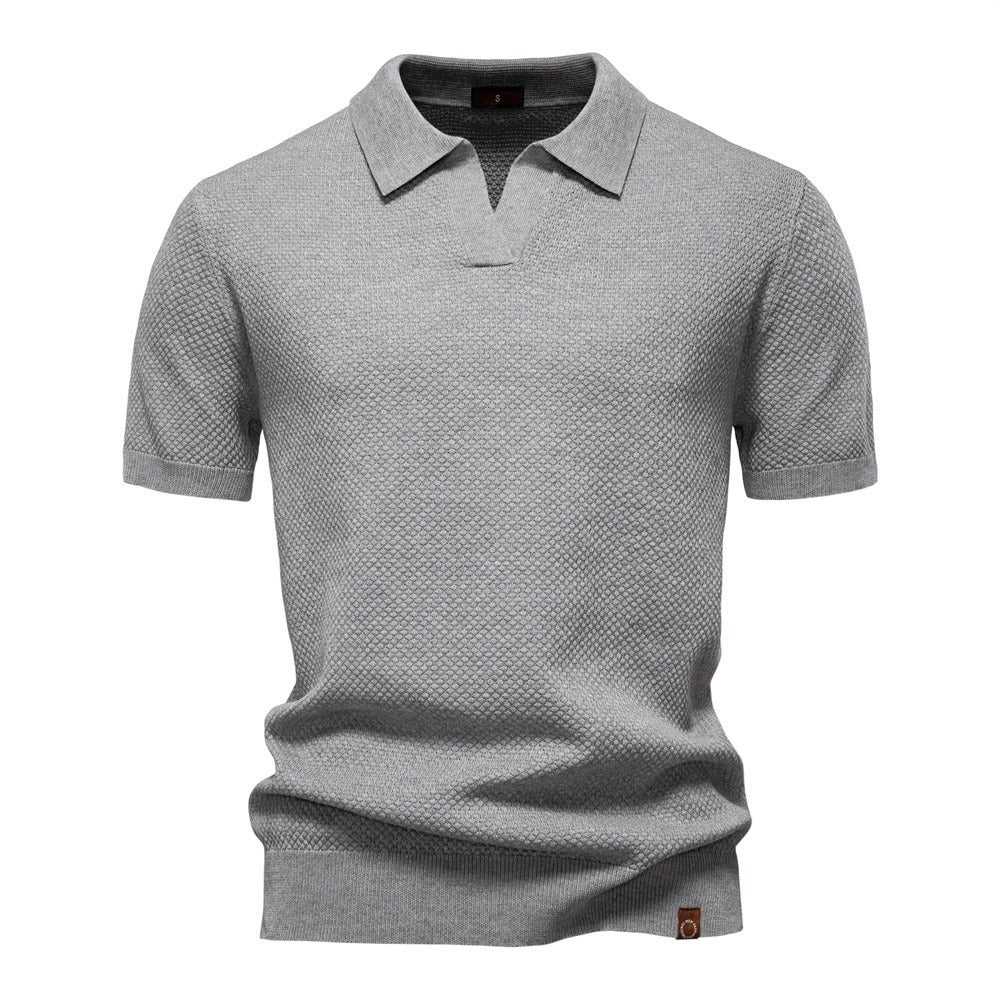 Herren-Poloshirt mit Ananas-Strickstruktur – 2025 Sommer-Kurzarmshirt mit entspannter Passform | PSD8025
