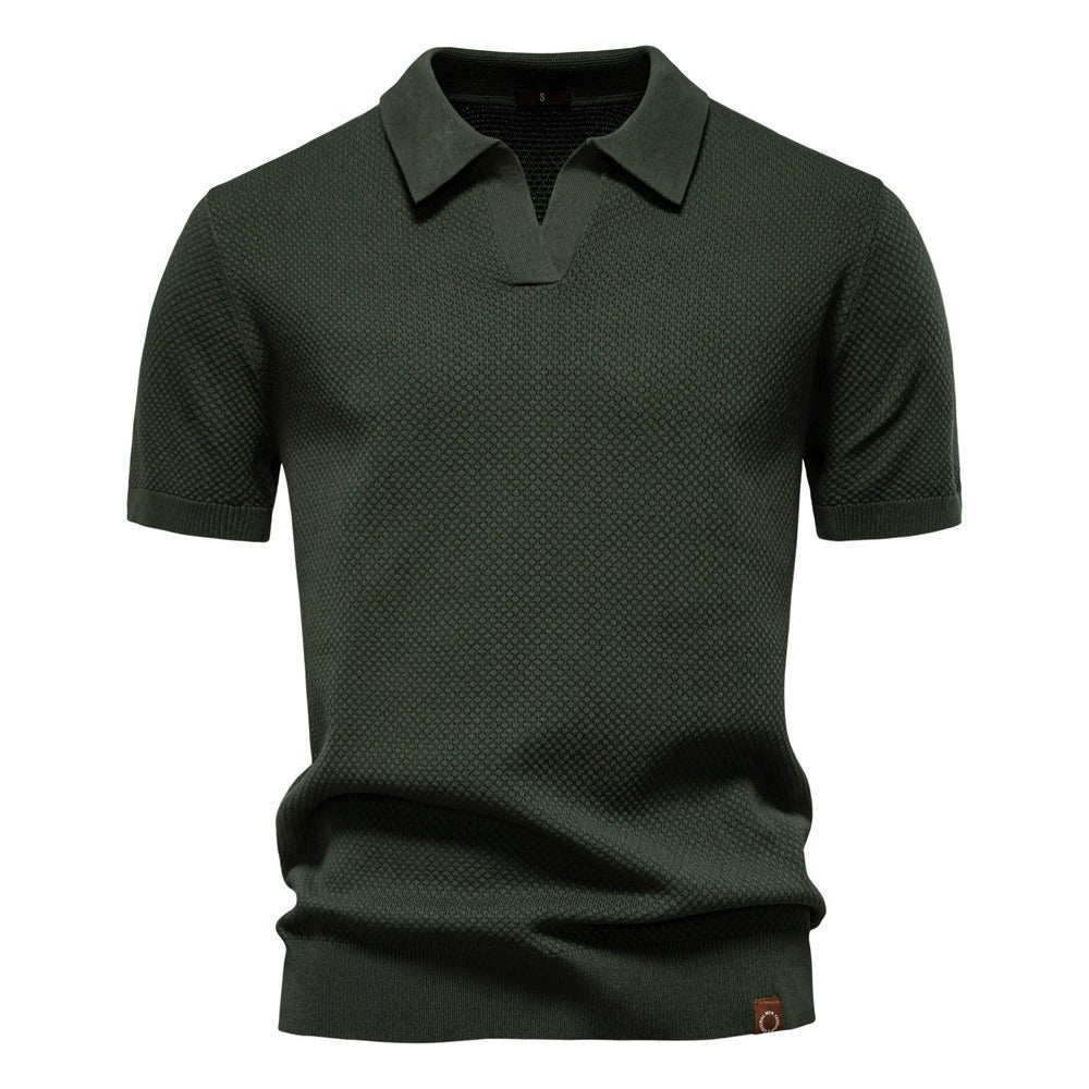 Herren-Poloshirt mit Ananas-Strickstruktur – 2025 Sommer-Kurzarmshirt mit entspannter Passform | PSD8025