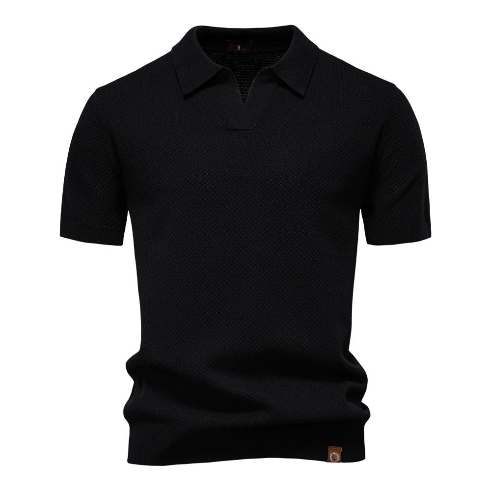 Herren-Poloshirt mit Ananas-Strickstruktur – 2025 Sommer-Kurzarmshirt mit entspannter Passform | PSD8025