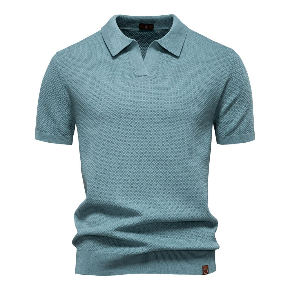 Herren-Poloshirt mit Ananas-Strickstruktur – 2025 Sommer-Kurzarmshirt mit entspannter Passform | PSD8025