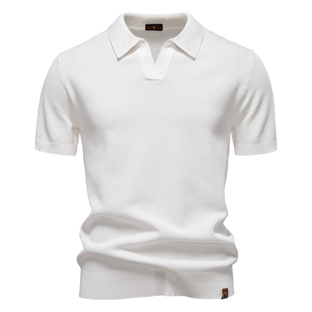 Herren-Poloshirt mit Ananas-Strickstruktur – 2025 Sommer-Kurzarmshirt mit entspannter Passform | PSD8025